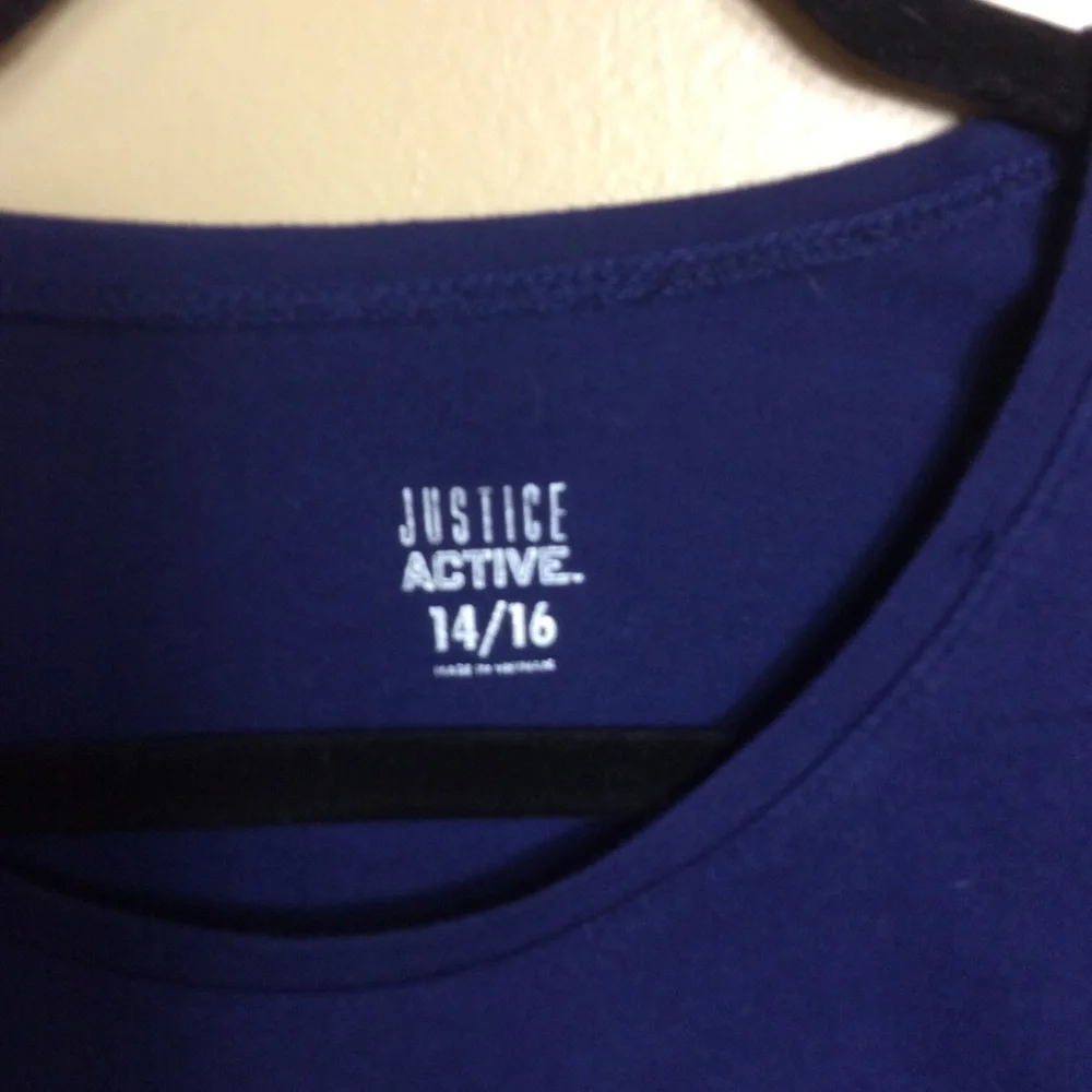 🎈3/$20!  Justice navy blue anti-bully sequin long sleeve T-shirt. 14/16. XL.